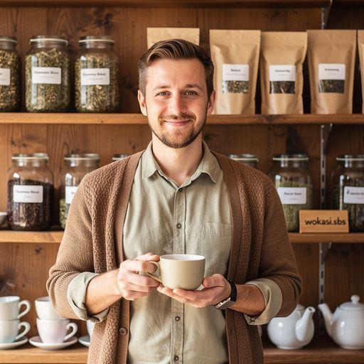 Portréty šálok s teplým čajom a prírodnými ingredienciami