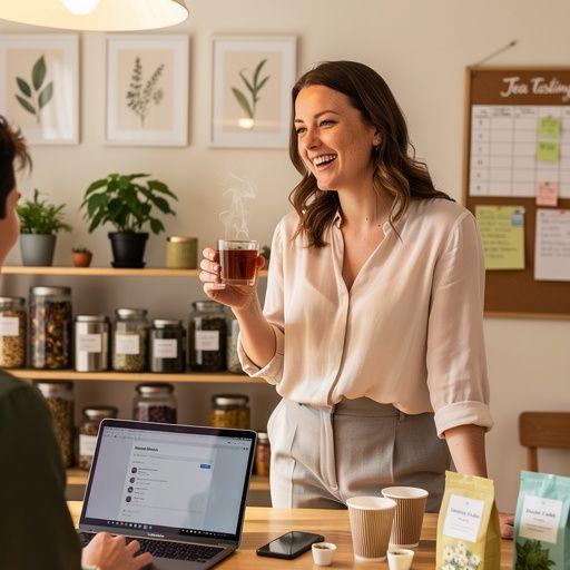 Kolekcia čajových balíčkov s popisom na rustikálnom stole